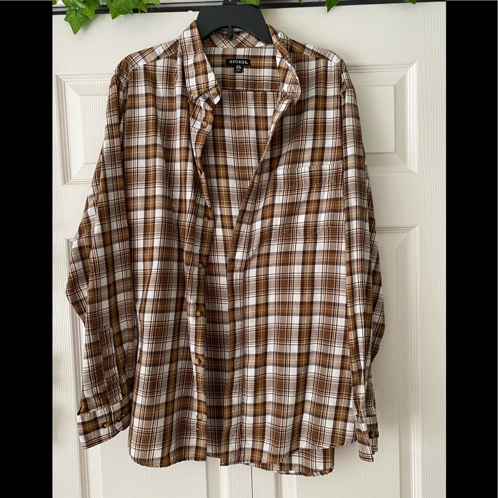 Brown plaid button up